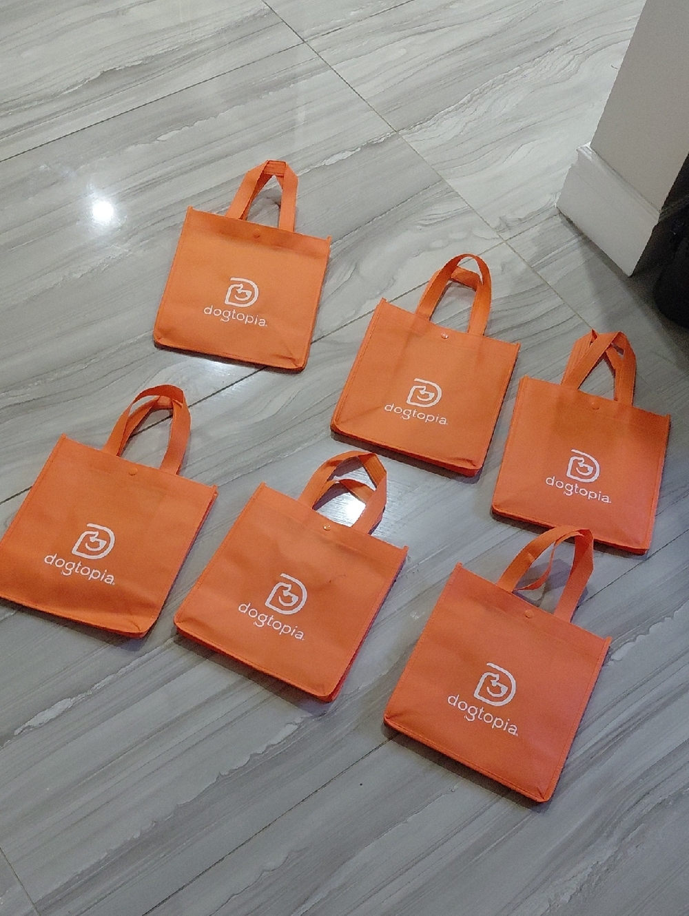 6 Shopping Tote Bag Topia Orange Reusable - Packable Pet Accessory Bag